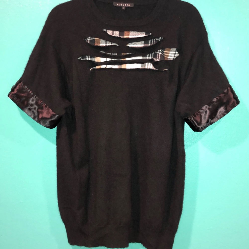 Upcycled Black Cashmere Sweater Shirt